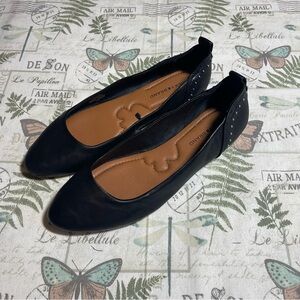 Lucky Brand‎ Flats Women's 7.5 M Black  LPCayna Leather Studded Slip ballet flat